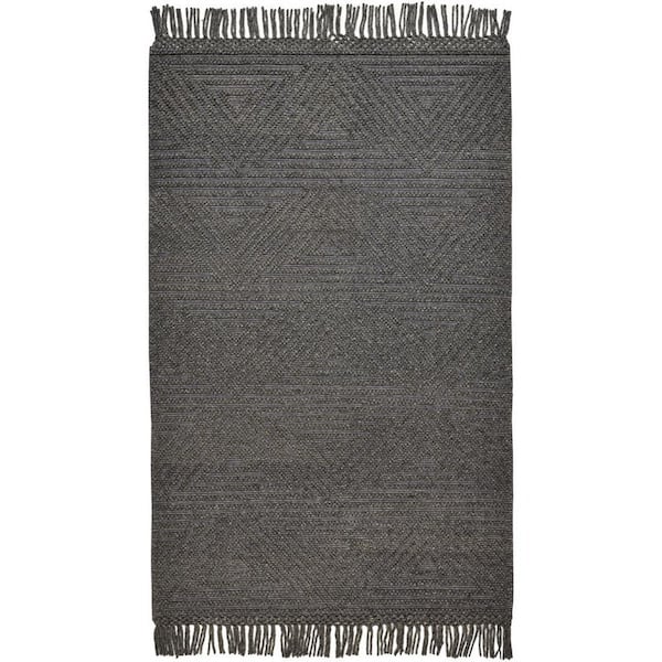 HomeRoots Gray Geometric 2 ft. x 8 ft. Area Rug