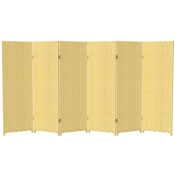 RED LANTERN Woven Fiber 48 in. Dark Beige 6-Panel Room Divider
