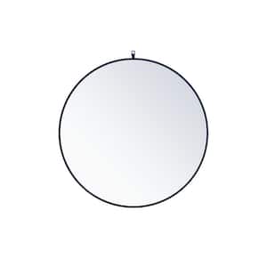 Medium Round Blue Modern Mirror (36 in. H x 36 in. W)