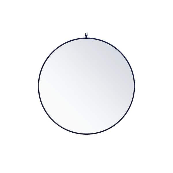 Unbranded Medium Round Blue Modern Mirror (36 in. H x 36 in. W)