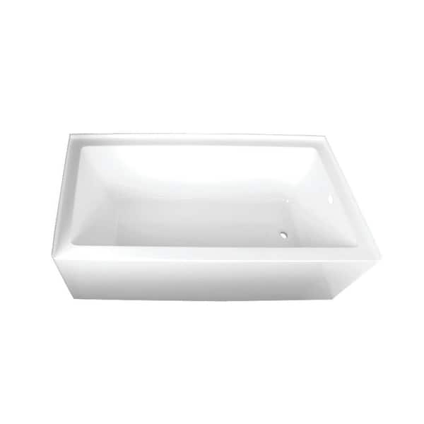 Aqua Eden 60 in. x 32 in. Acrylic Rectangular Alcove Soaking Bathtub with Right Drain in Glossy White