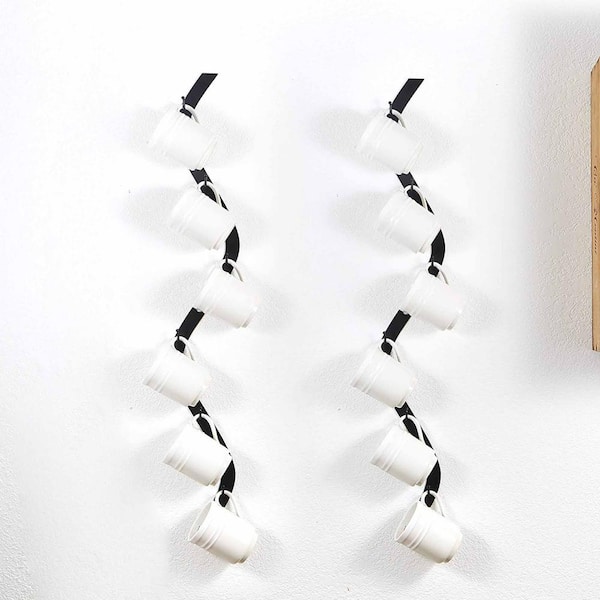 Black Unique S Curve Design Coffee Cup Rack Wall Hanging Holder - Set of 4