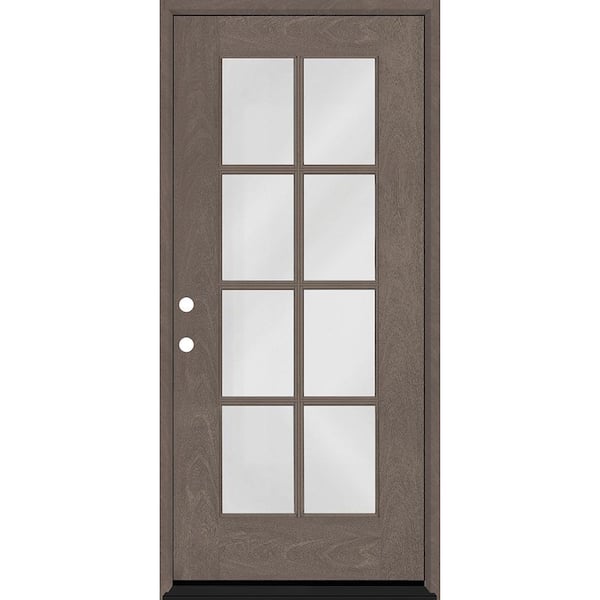 Steves & Sons Regency 36 in. x 80 in. Full 8-Lite Right-Hand/Inswing Clear Glass Ashwood Stained Fiberglass Prehung Front Door