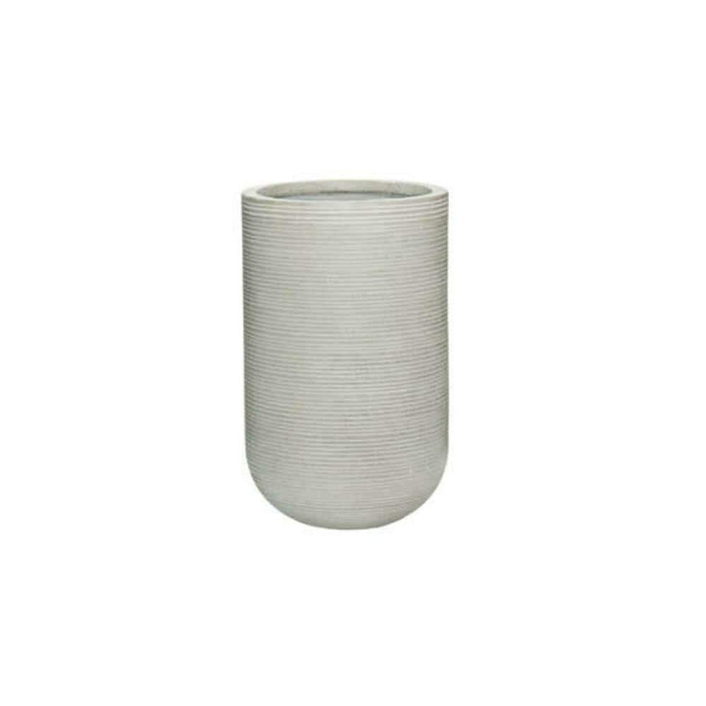 Small Round Light Grey Ficonstone Indoor Outdoor Ridged Planter