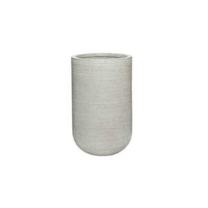 11.02 in. W x 17.72 in. H Small Round Light Grey Ficonstone Indoor Outdoor Horizontally Ridged Cody High Planter