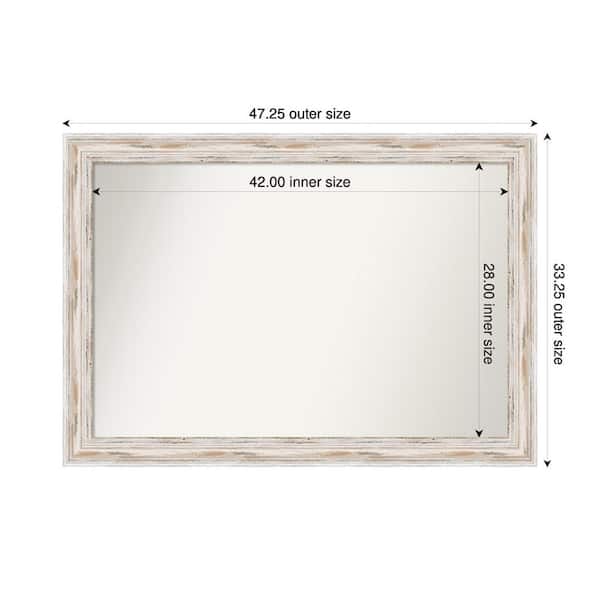Amanti Art Alexandria Whitewash 47.25 in. x 33.25 in. Custom Non-Beveled Wood Framed Bathroom Vanity Wall Mirror