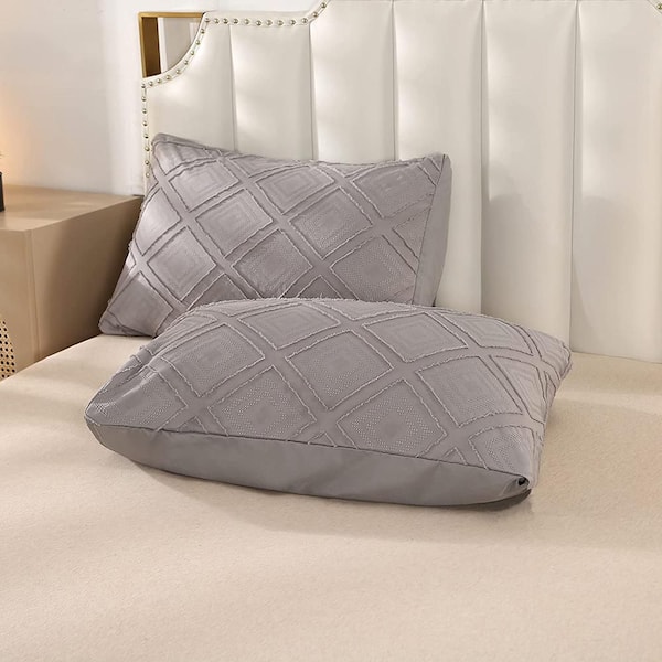 Shatex 3-Piece Grey Microfiber Duvet Cover Set Queen Size Comforter Cover  Set Bedding Set with 2 Pillowcase for All Season MG993N6322Q - The Home