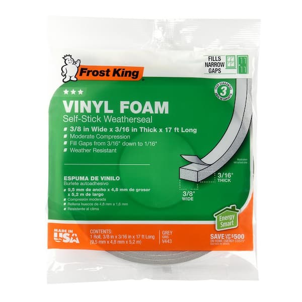 Frost King L344H Poly Foam Self-Stick Weatherseal Tape with Open Cell & Maximum Compression White
