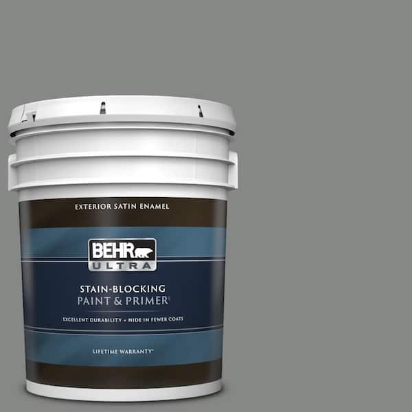 BEHR ULTRA 5 gal. #PPU25-17 Euro Gray Satin Enamel Exterior Paint & Primer