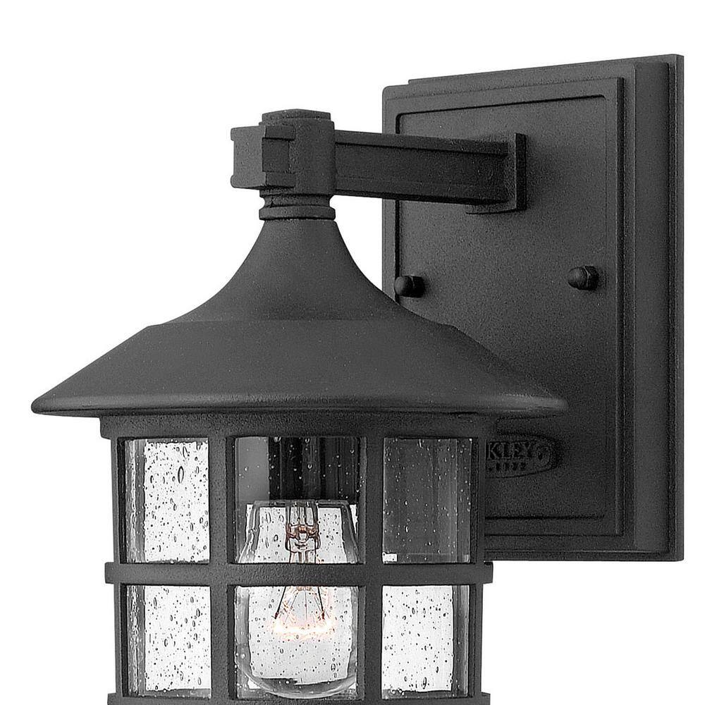 Black Aluminum Outdoor Wall Lantern with Clear Seedy Glass