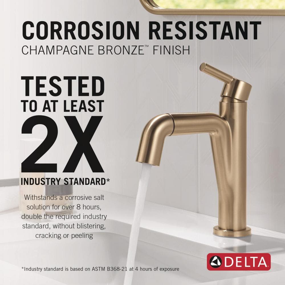 Champagne Bronze Single Hole Pull-Down Bathroom Faucet