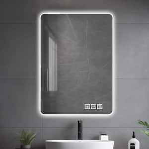 23 in. W x 31.5 in. H Rectangular Frameless Lamp Round Corner Wall LED Bathroom Vanity Mirror with Light Dimmable