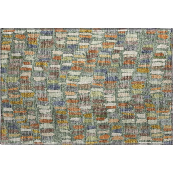 Mayfield Premium Machine Washable Abstract AMF2377 Basil 2 ft. x 3 ft. Accent Rug