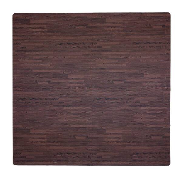 Tadpoles Wood Print Cherry 50 in. x 50 in. EVA Floor Mat Set
