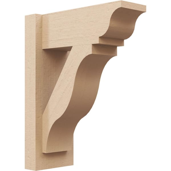 Ekena Millwork 6 in. x 18 in. x 14 in. Funston Traditional Rough Cedar Woodgrain Timberthane Polyurethane Outlooker, Primed Tan