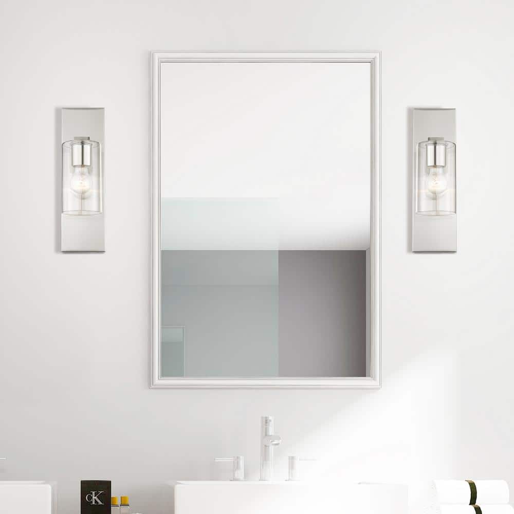 Brushed Nickel Clear Glass Direct Wired Wall Sconce