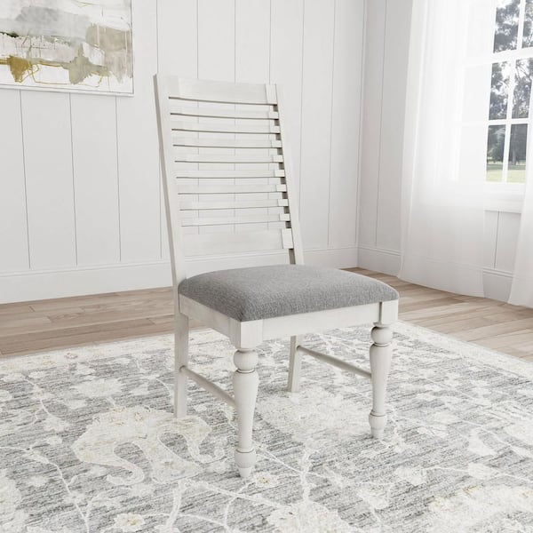 Coaster Aventine Vintage White and Grey Fabric Ladder Back Dining