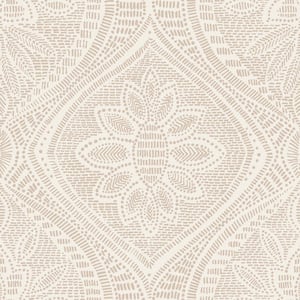 Scout Floral Ogee Pink Textured Paper Wallpaper Sample