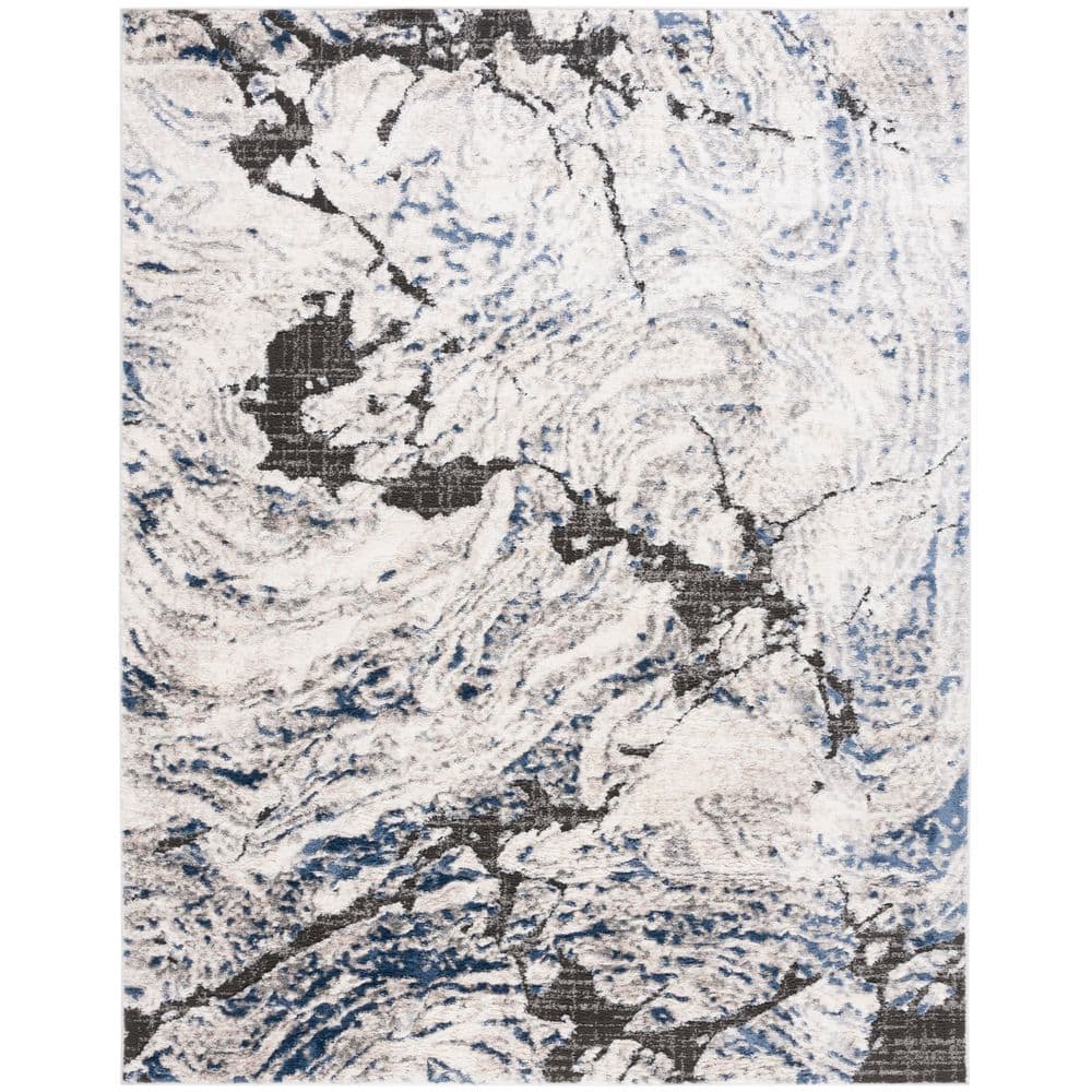 Blue Marble Rug Pattern SAFAVIEH Petra 8 ft. x 10 ft. Ivory/Blue Marble Abstract Area Rug ...