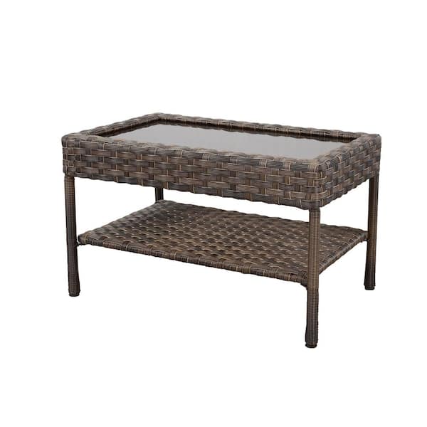 StyleWell Mix and Match Brown Rectangular Resin Wicker Outdoor Coffee Table