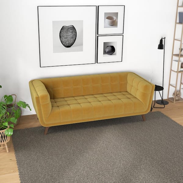 Ashcroft Furniture Co Kansas 86 in. W Square Arm Velvet Mid Ashcroft Furniture Co Kansas 86 in. W Square Arm Velvet Mid