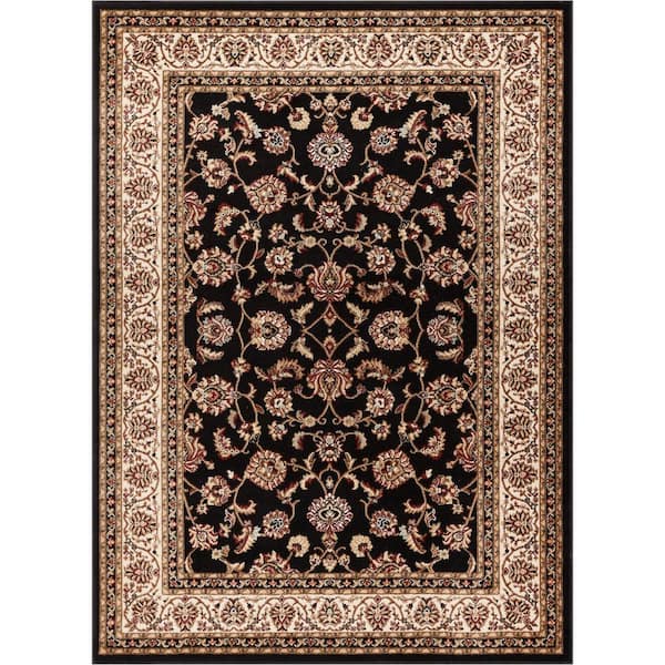 Barclay Sarouk Black 5 ft. x 7 ft. Traditional Floral Area Rug