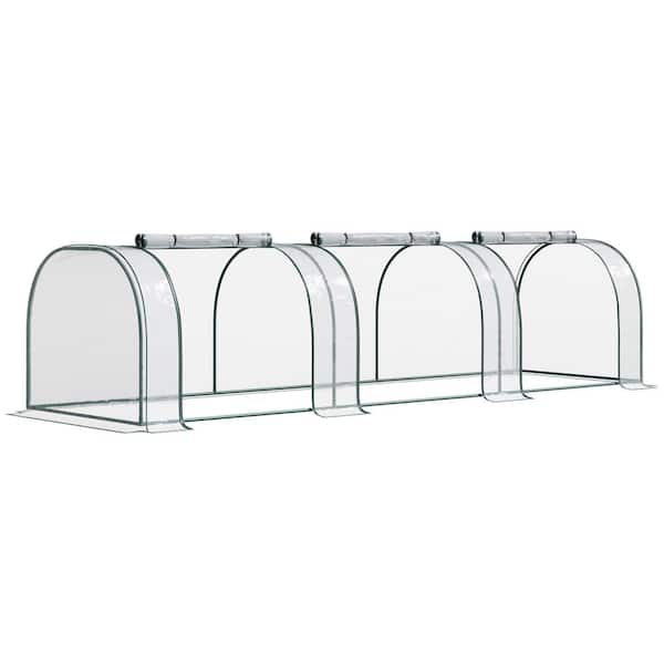 Outsunny 11.5 ft. L x 3.25 ft. W x 2.5 ft. H PVC Metal Tunnel Greenhouse Kit with Durable Materials for Year Round Gardening