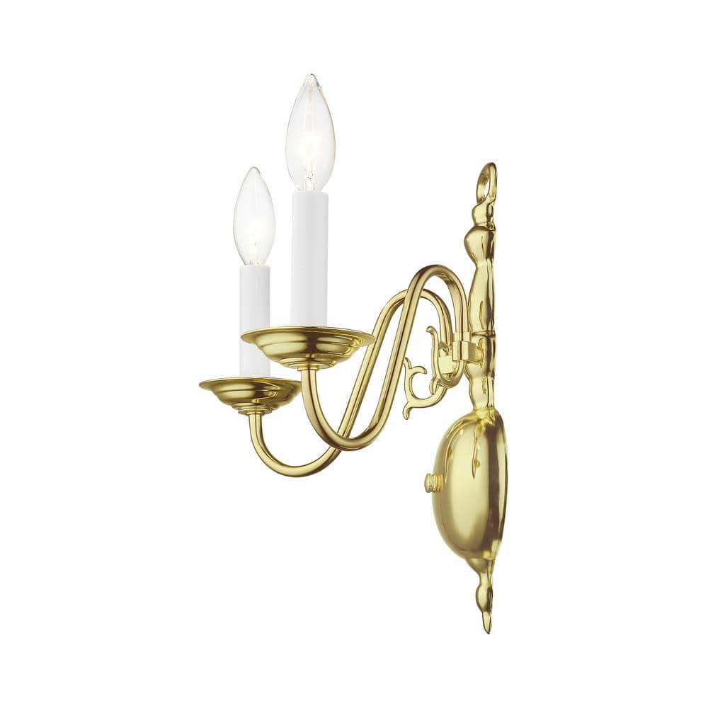 Polished Brass 2-Light Traditional Wall Sconce