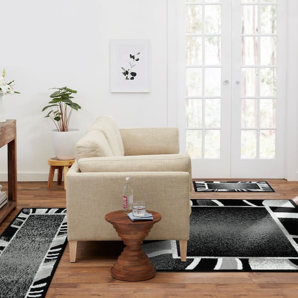 Ariana Konya Black/Grey 5 ft. x 7 ft. Border 3-Piece Area Rug Set