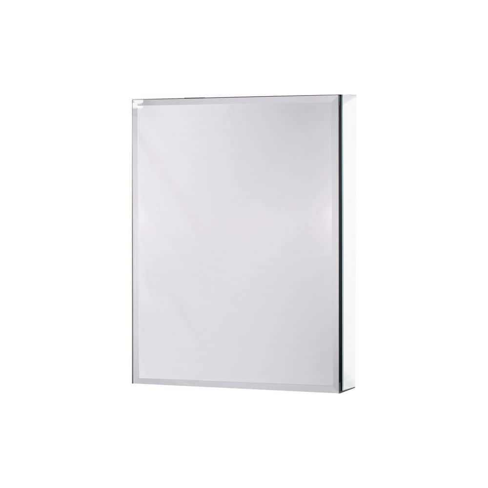 20 in. W x 26 in. H Large Rectangular Matted Black Aluminum Surface Mount Medicine Cabinet with Mirror, Black and Silver