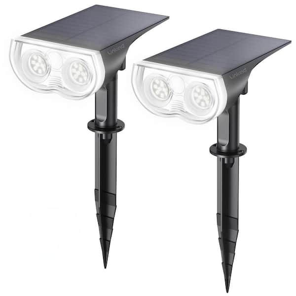 Angel Sar 30% Conversion Rate 6500K Waterproof Dusk-to-Dawn Landscape Solar Spotlights for Patio Garden Yard, Cool White (2-Pack)