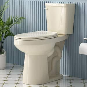 Extra Tall 21 in. 2-Piece Toilet Single Flush 1.28GPF Elongated Toilet in Biscuit With Soft Close Seat in Bone Toilet