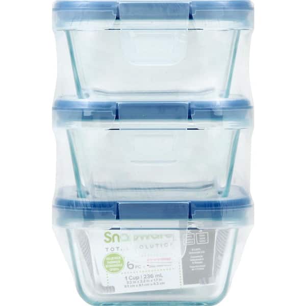 Snapware Total Solutions 1-Cup Glass Square Storage Container (3