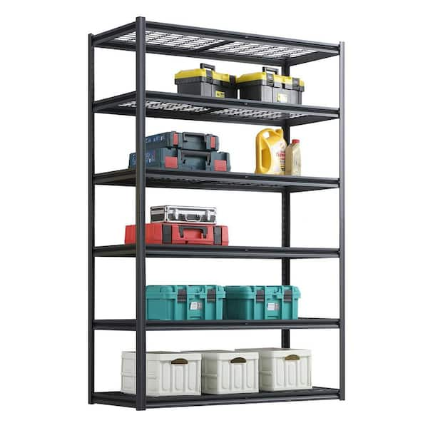 6-Tiers Steel Heavy Duty Adjustable Garage Storage Shelving Unit in Black (55.1 in. W x 83.7 in. H x 23.6 in. D), Wire