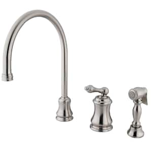 Restoration Single-Handle Standard Kitchen Faucet with Side Sprayer in Brushed Nickel