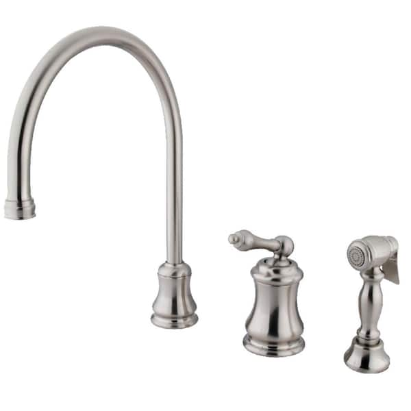 Kingston Brass Restoration Single-Handle Standard Kitchen Faucet with Side Sprayer in Brushed Nickel