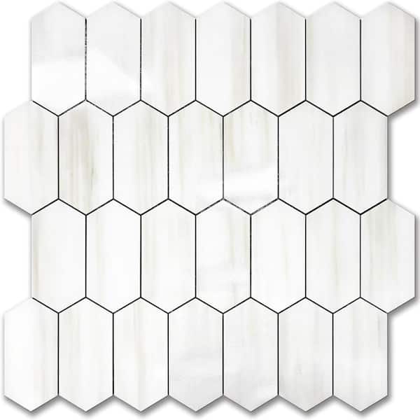 12.4 x 12 Inch Long Hexagon Peel and Stick Backsplash Tile - 10 Sheets for Kitchen and Bathroom