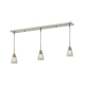 Aurora 3-Light Brushed Nickel Island Light with Clear Glass Shade