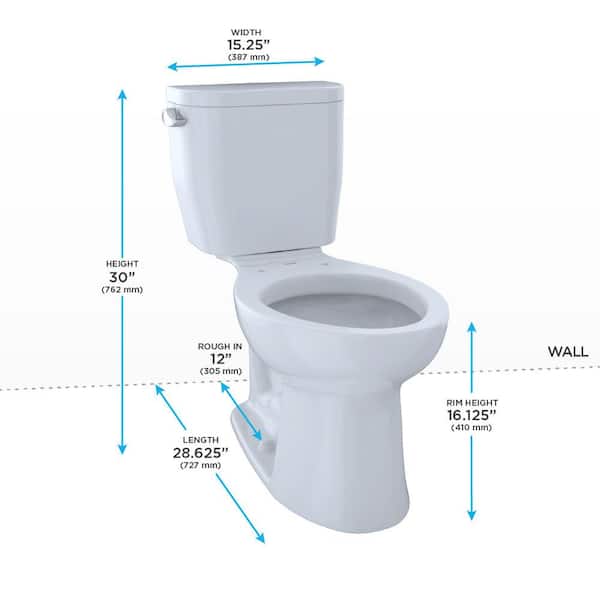 TOTO  6700 TOTO Entrada 12 in. Rough In Two-Piece 1.28 GPF Single Flush