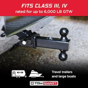 Class 2 Up to 6,000 lb. 1-7/8 in. and 2 in. Ball Diameters Dual Adjustable Trailer Hitch Ball Mount