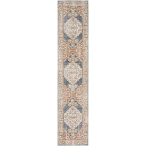Astra Machine Washable Denim Multi 2 ft. x 8 ft. Distressed Traditional Kitchen Runner Area Rug