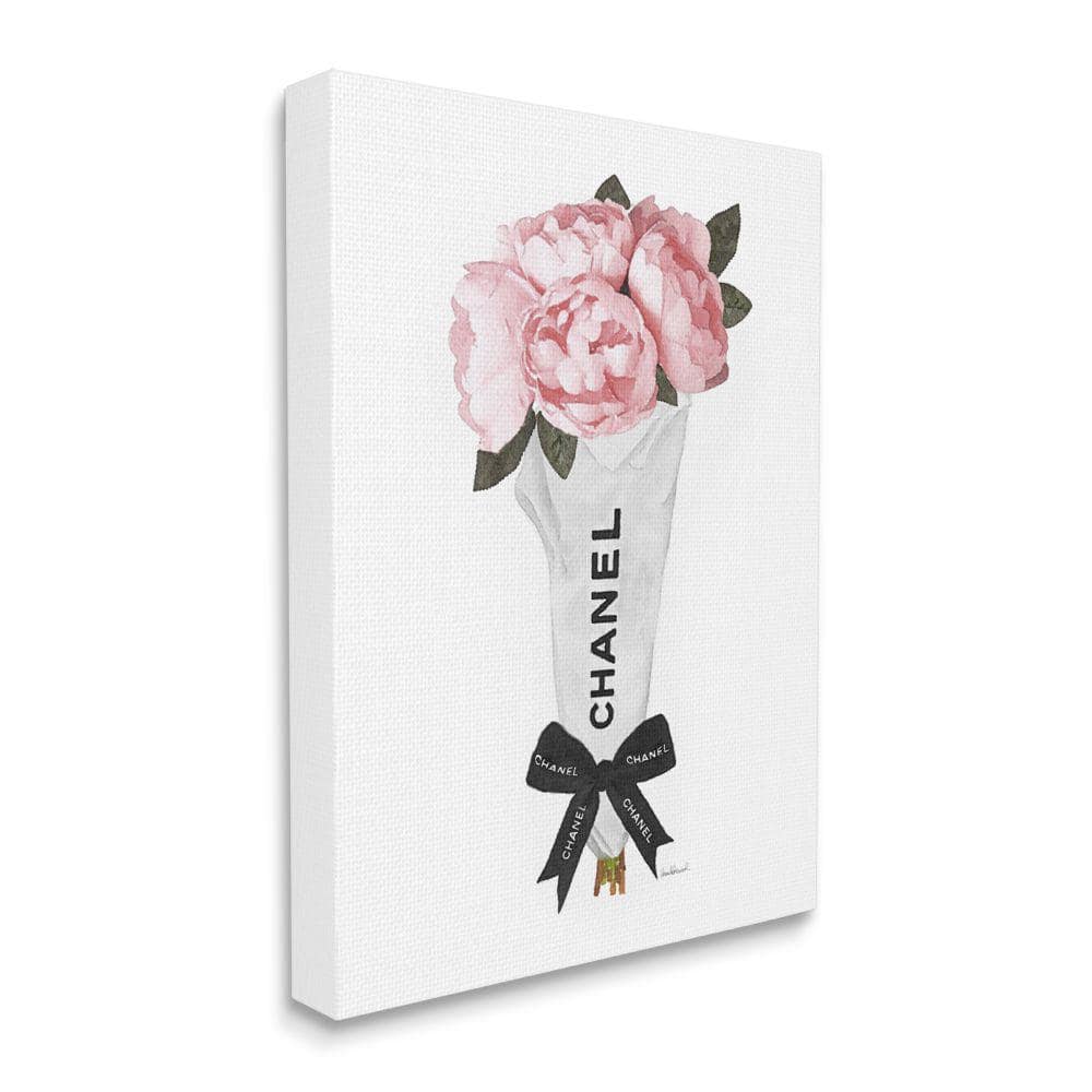 Stupell Industries Glam Rose Bouquet Over Women's Designer Books Framed Wall Art - Pink - Black - 16 x 20