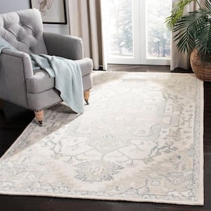 Micro-Loop Ivory/Beige 3 ft. x 3 ft. Floral Medallion Square Area Rug