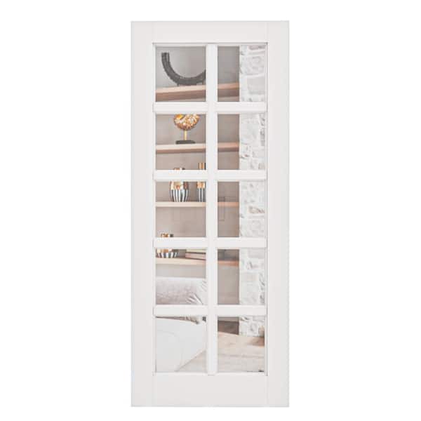 36 in. x 80 in. Solid Core 10-Lite Tempered Clear Glass White Primed MDF Interior Door Slab
