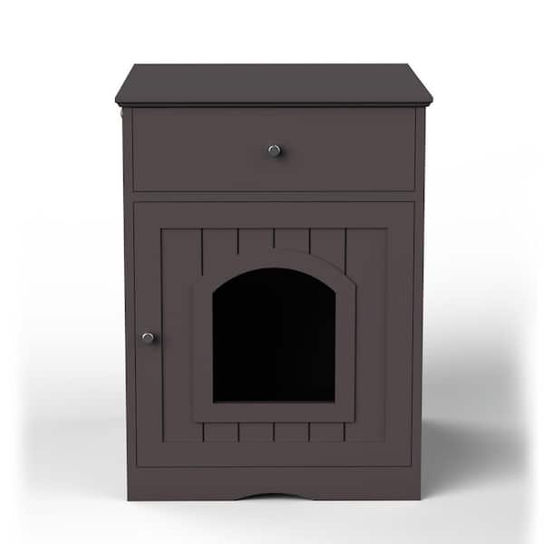 ※タカマツ様用※ LP Aspire Accents カホン ダークウッド Wooden Pet House Cat Litter Box Enclosure with Drawer, Side Table