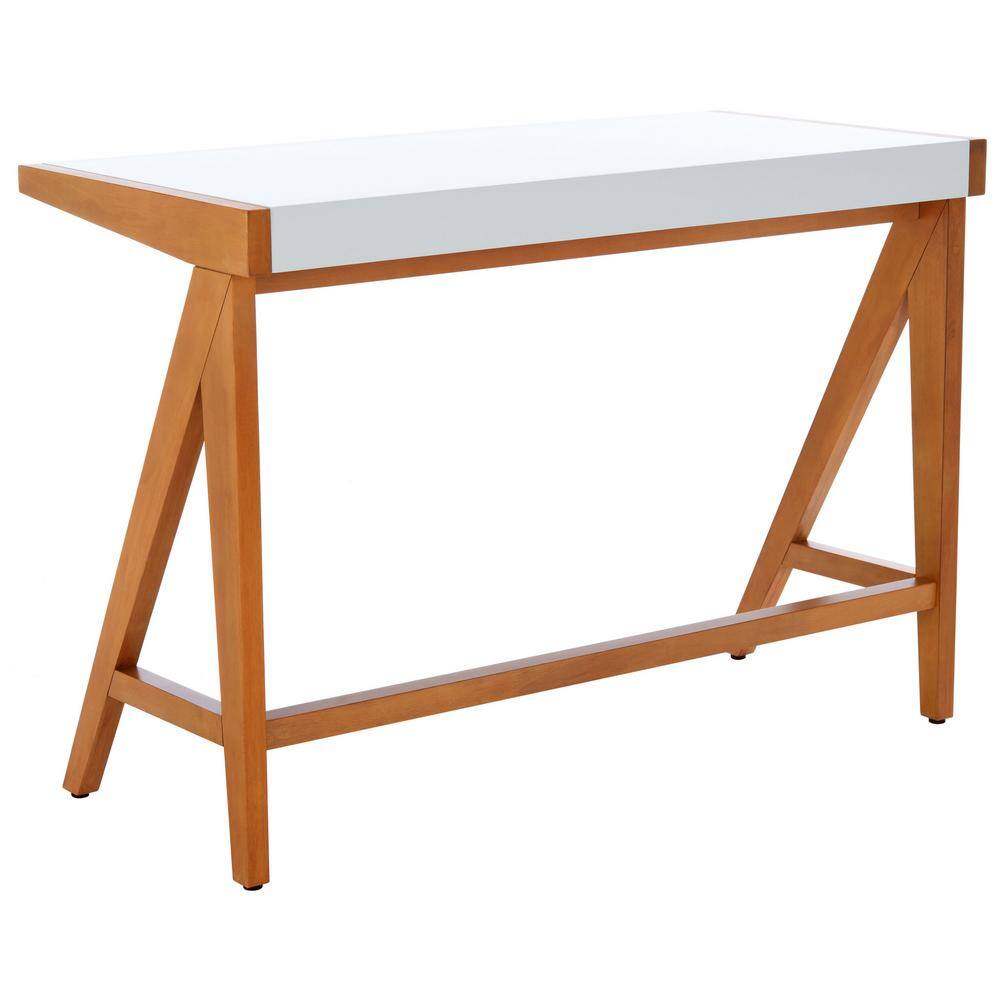 Ripley 46'' Oak and White Industrial Farmhouse Writing Desk