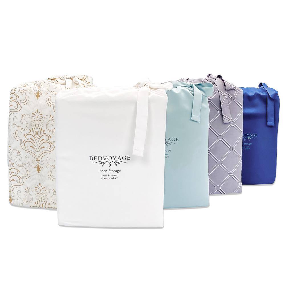 King/California King White Bamboo Duvet Cover Set with Shams