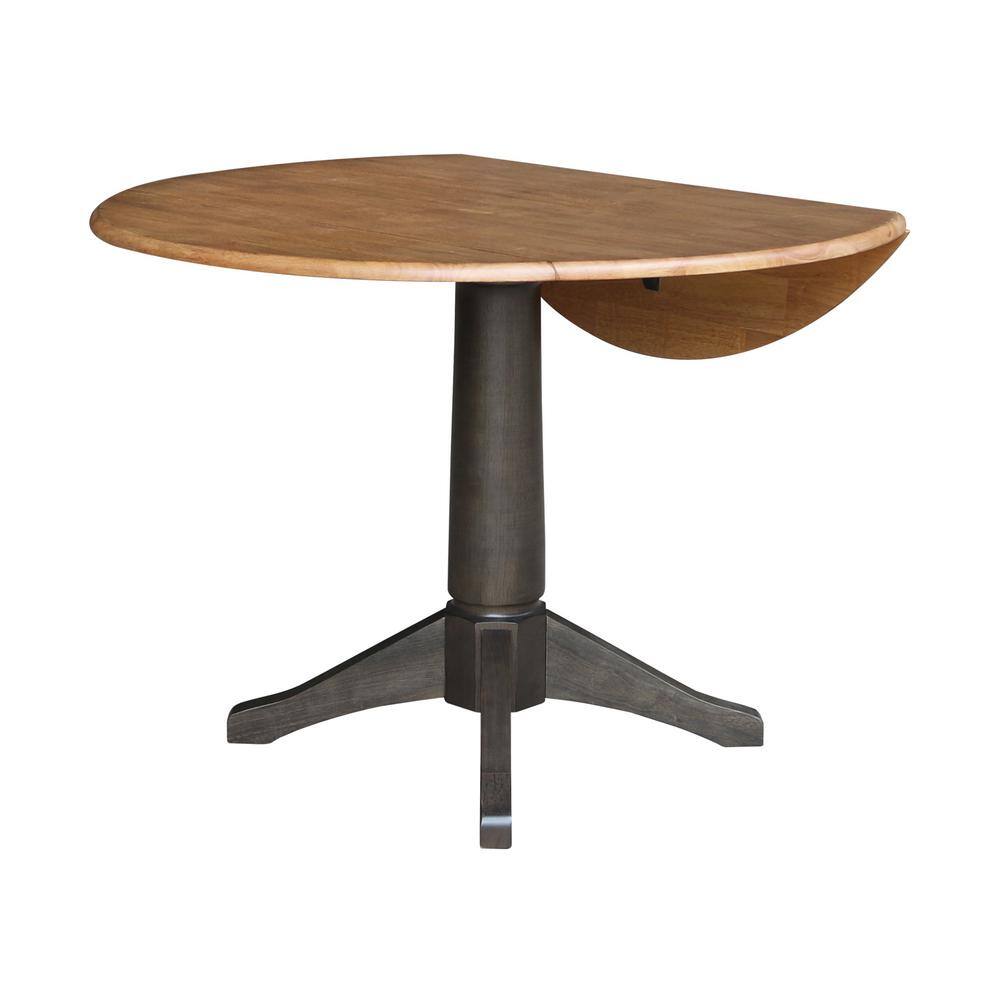 Classic 42" Round Hickory & Washed Coal Extendable Dining Table