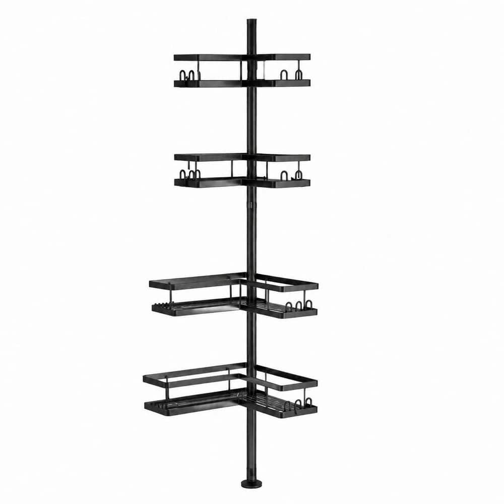 25.7-109.1in Adjustable Tension Mount Adjustable Rust-Resistant Corner Shower Caddy in Black, No-Drill Installation price history on PriceWatchPro