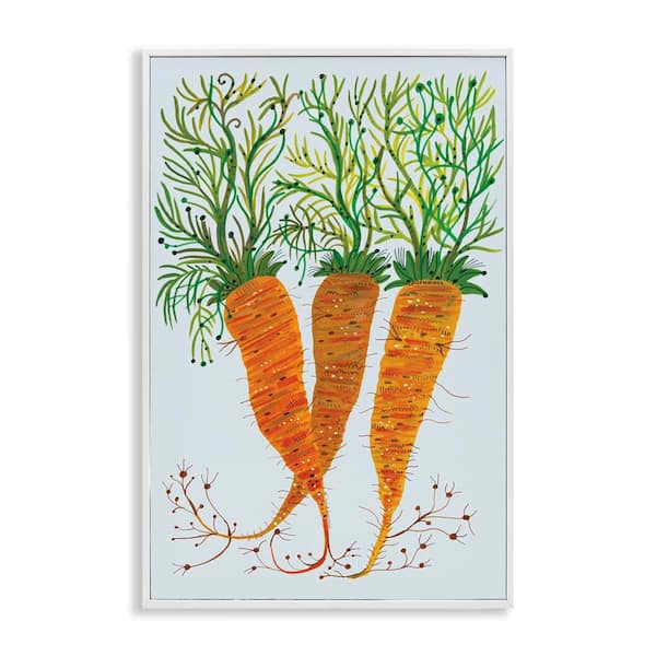 Stupell Industries Whimsical Garden Carrots by Kay Widdowson White Framed Food Giclee Art Print 30 in. x 20 in.